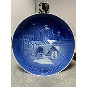 Bing & Grondahl 1977 Jule Aften Christmas Plate Porcelain Copenhagen Denmark